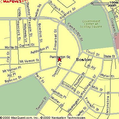 mapka Bostonu budova soudu