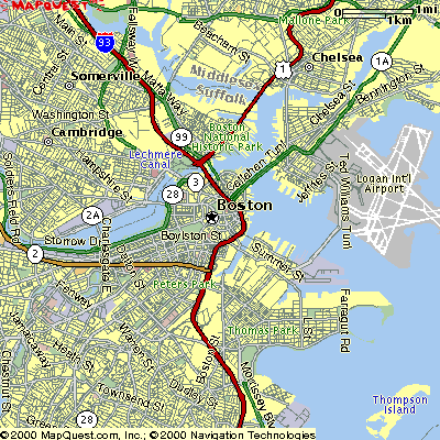 mapka Bostonu centrum Bostonu